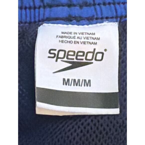 Speedo Volley Swim Shorts Mens Medium Blue Zip Pocket Adj. Waist. Summer Resort - Picture 4 of 5